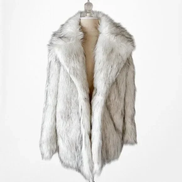 Vintage Y2K White Faux Fur Teddy Bear Style Fluffy Coat Jacket Size M - Picture 5 of 8